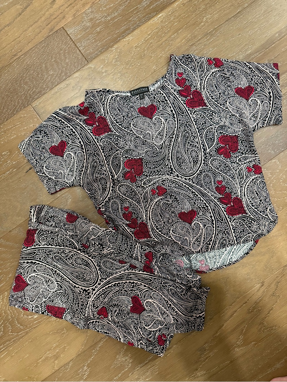 P.J. Salvage Black & Red Paisley Heart Pajama Set